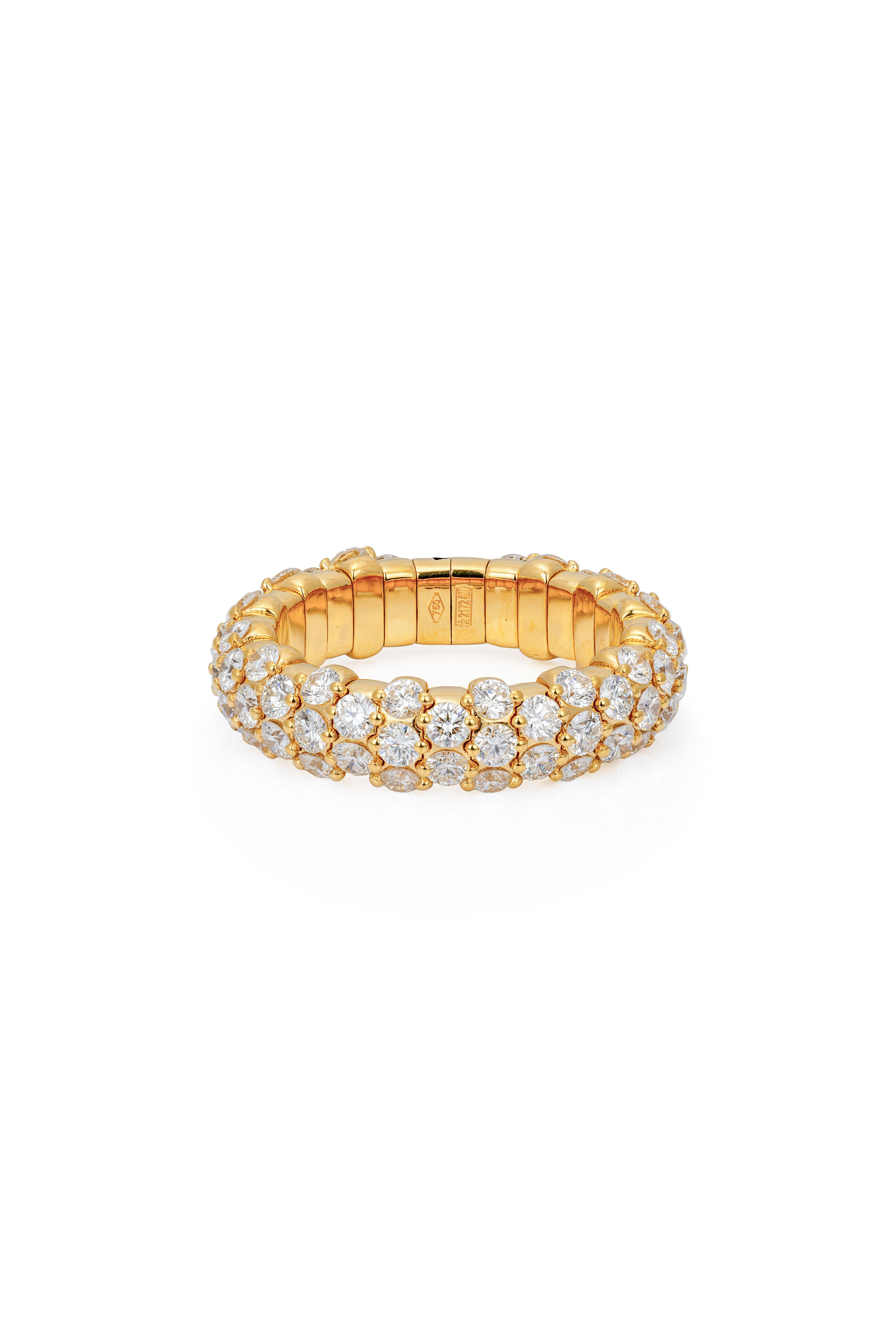ZYDO - 18k Yellow Gold Slim Domed Diamond Stretch Ring - view 2