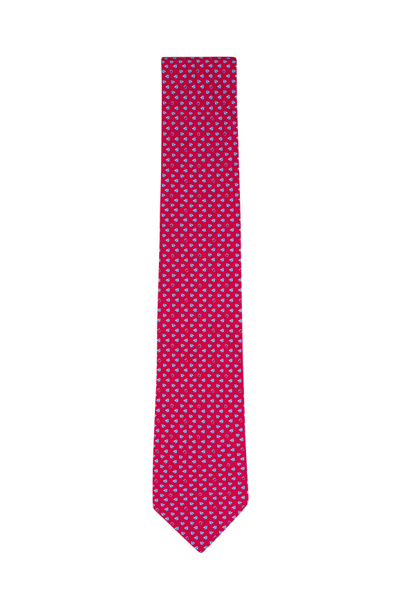 Ferragamo Red Paper Airplane Print Silk Necktie