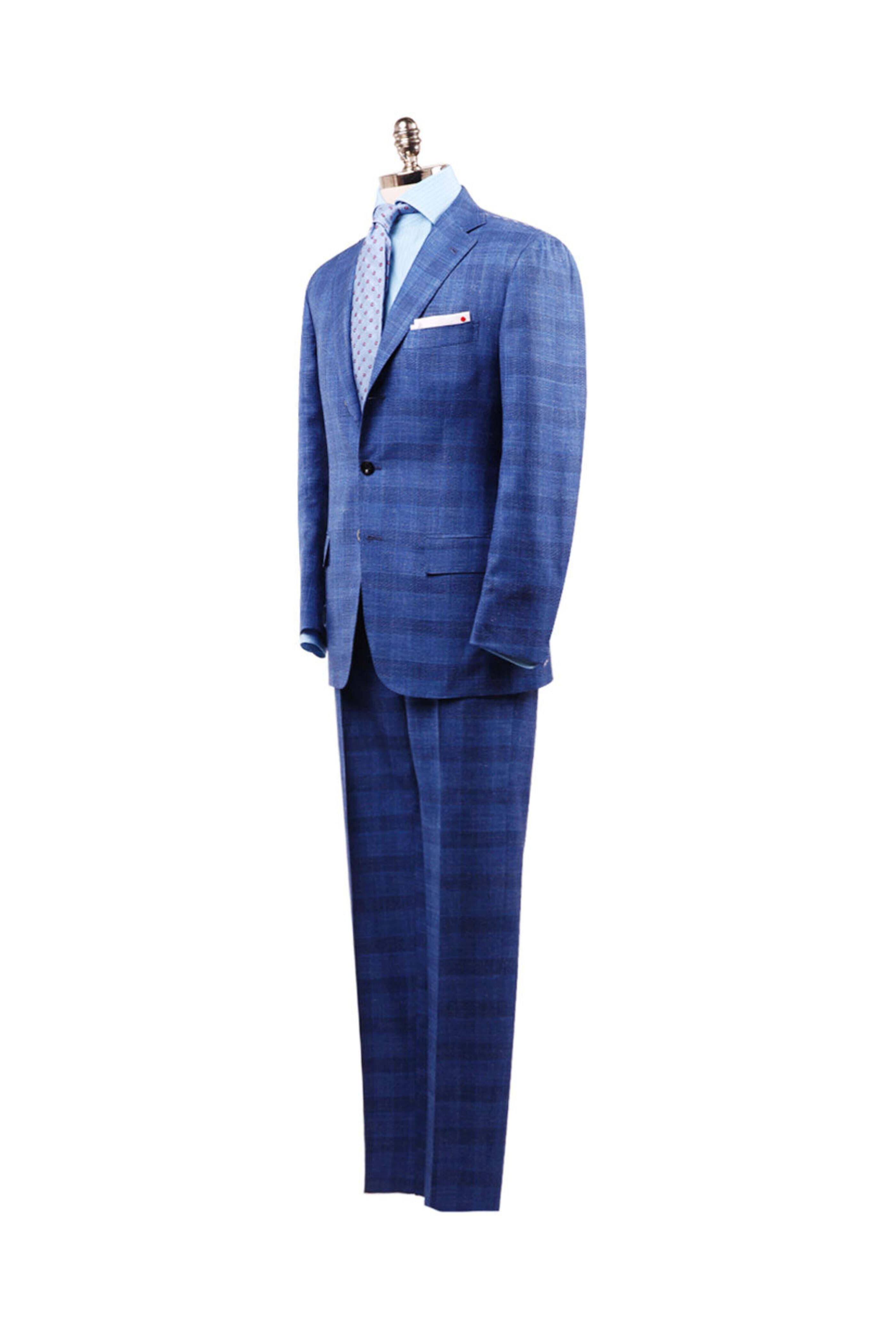 Kiton - High Blue Tonal Plaid Suit