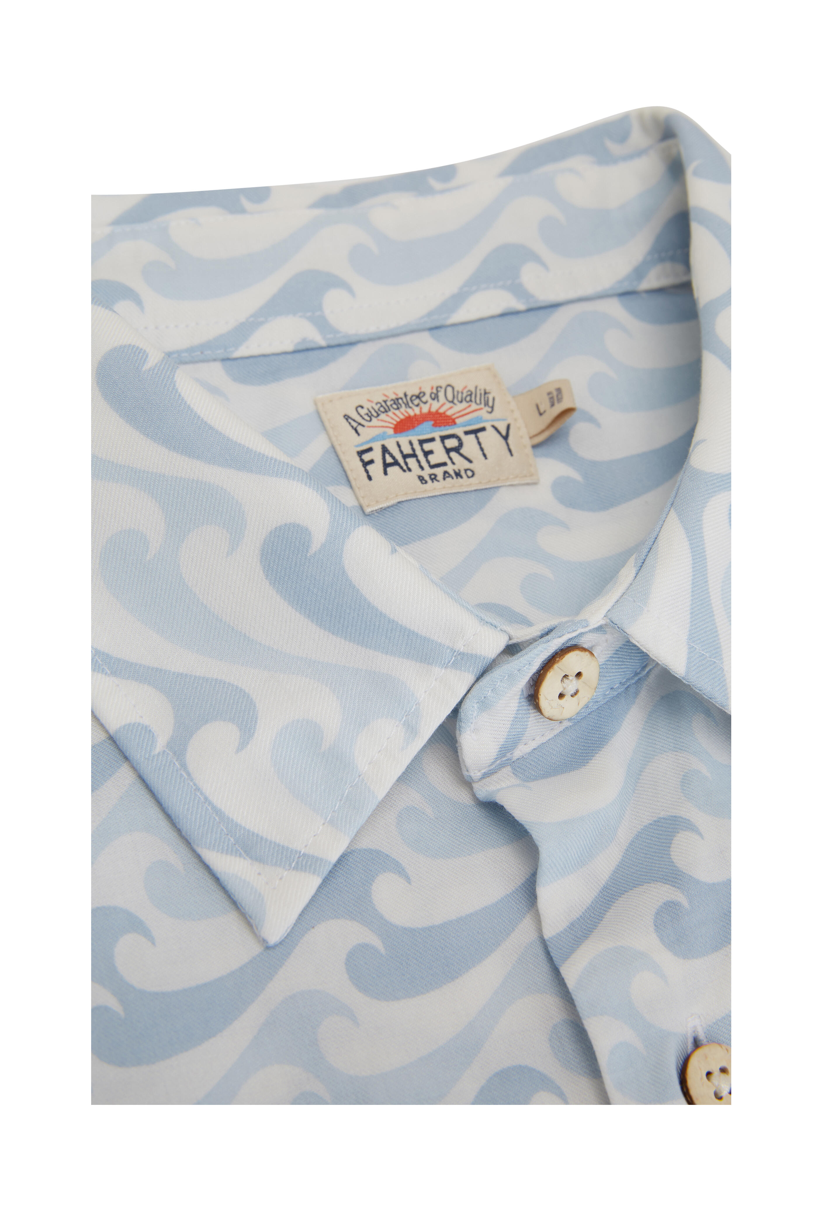 Faherty Brand - Playa Blue Waves Print Short Sleeve Shirt