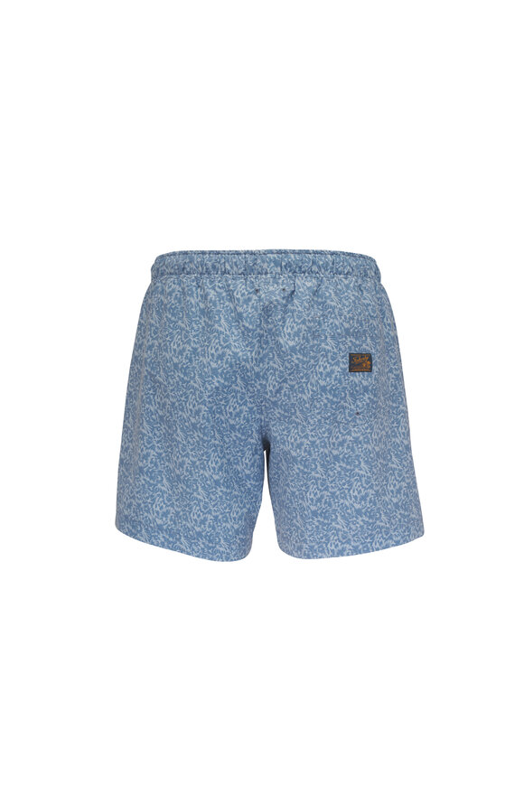 Faherty Brand All Day™ Blue Leaf Print Swim Trunks - view 3