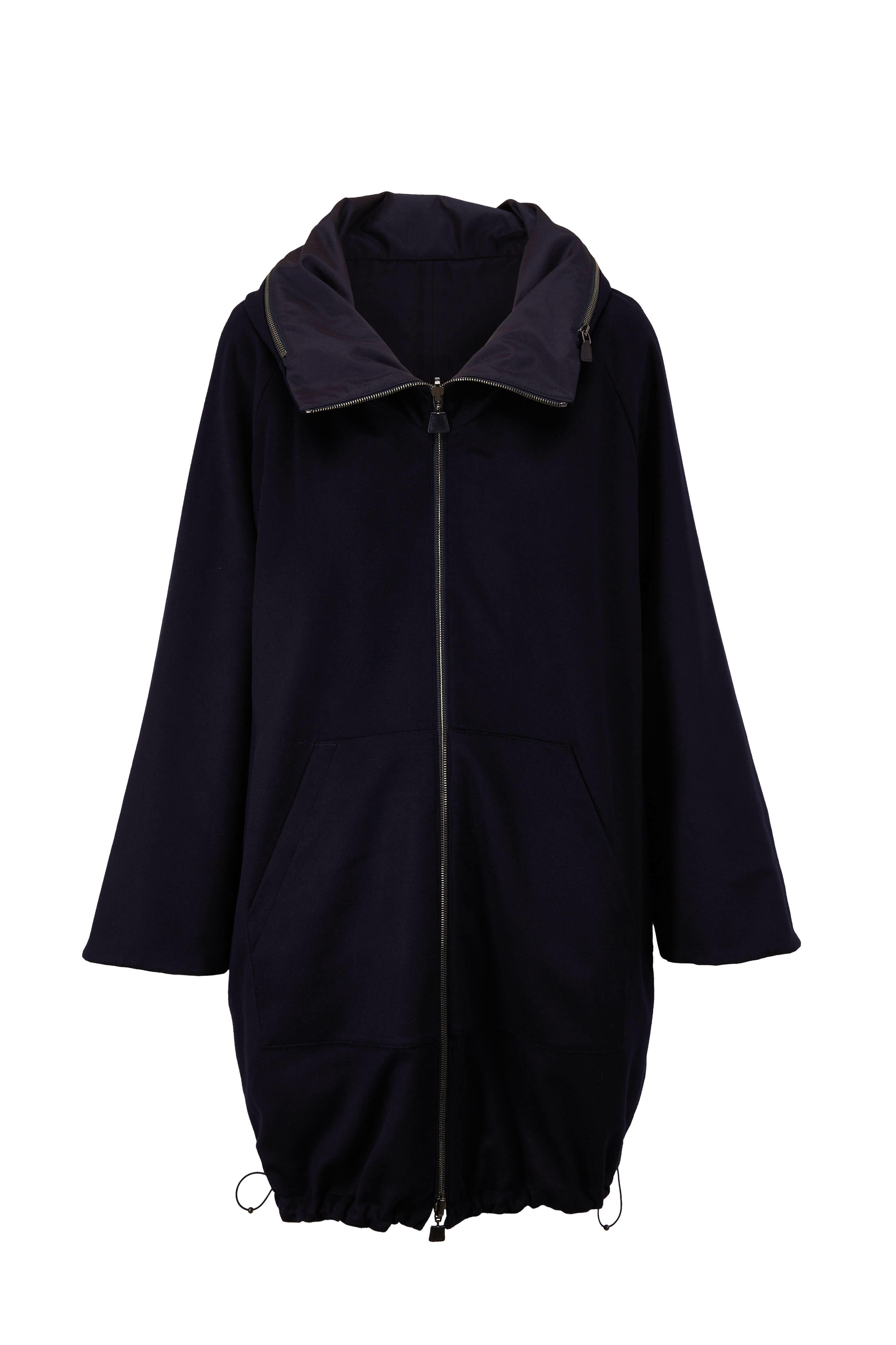 Akris - Ochio Navy Silk & Cashmere Reversible Parka