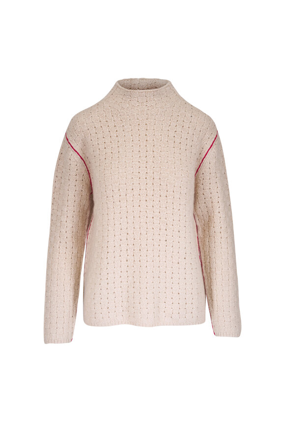The Elder Statesman Glacier Ecru Open Knit Cashmere Sweater