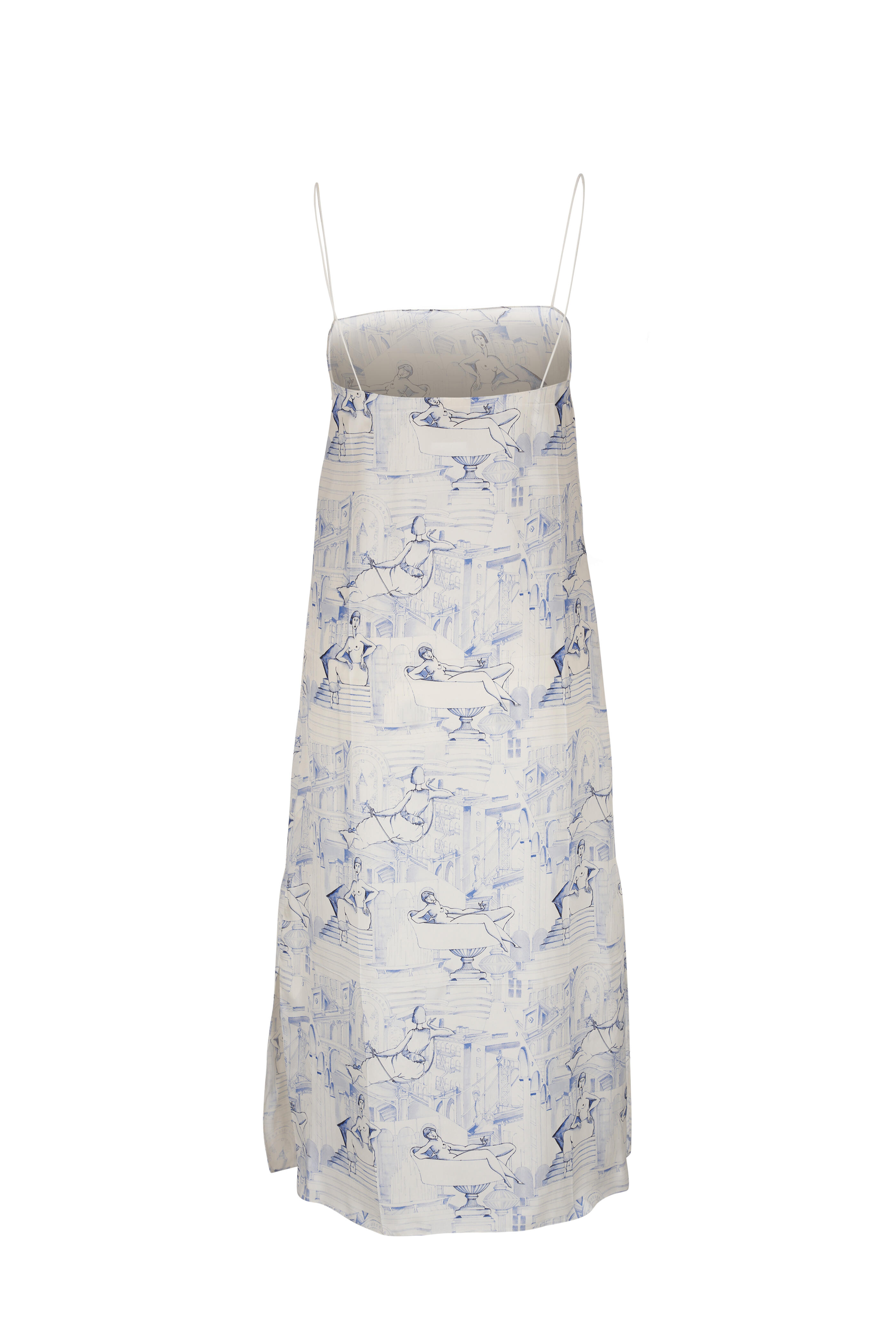 Khaite - Sicily Cream & Blue Satin Slip Dress | Mitchell Stores