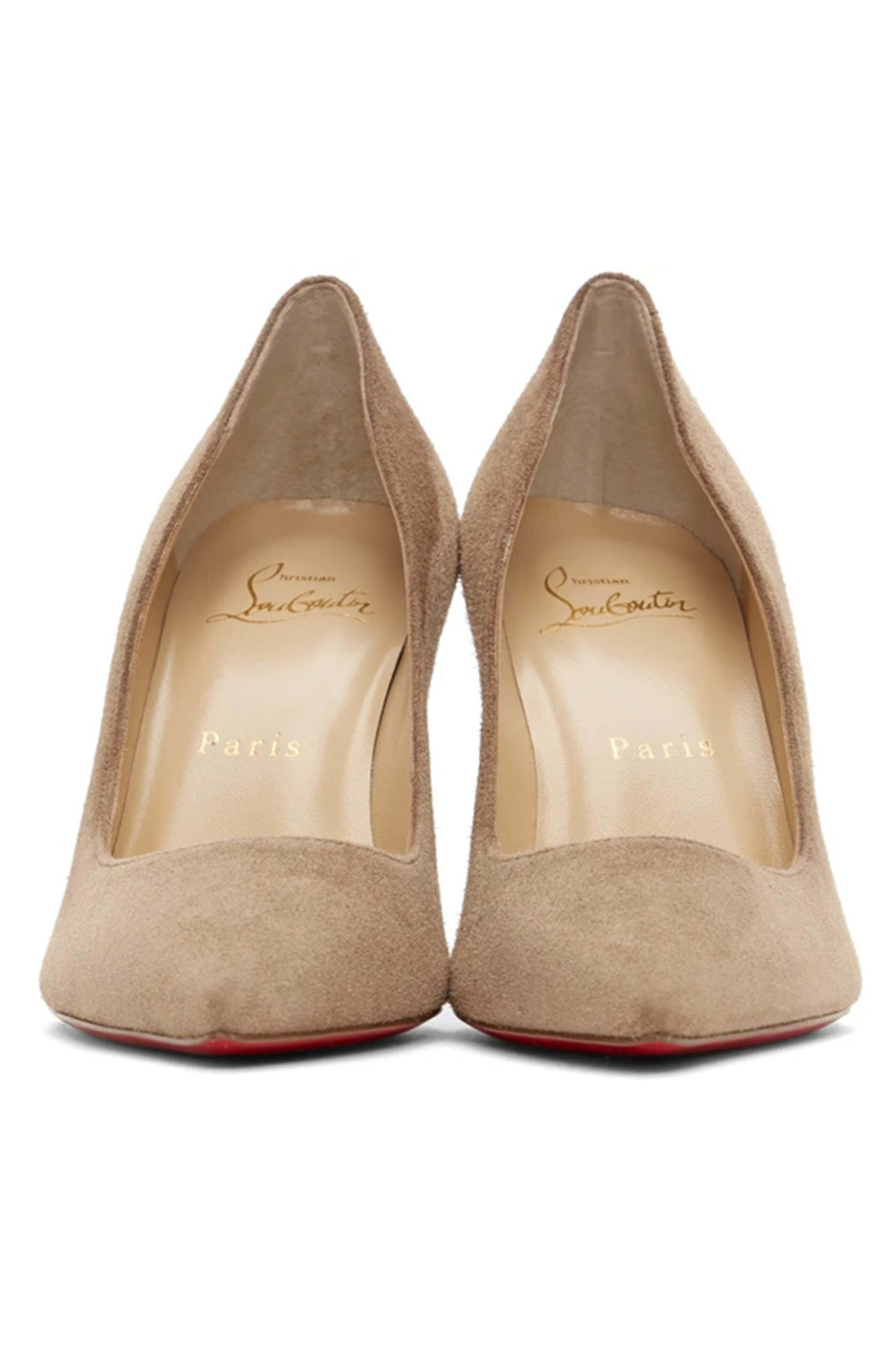 Christian Louboutin - Kate 85mm Suede Red Sole Pumps in Fennec