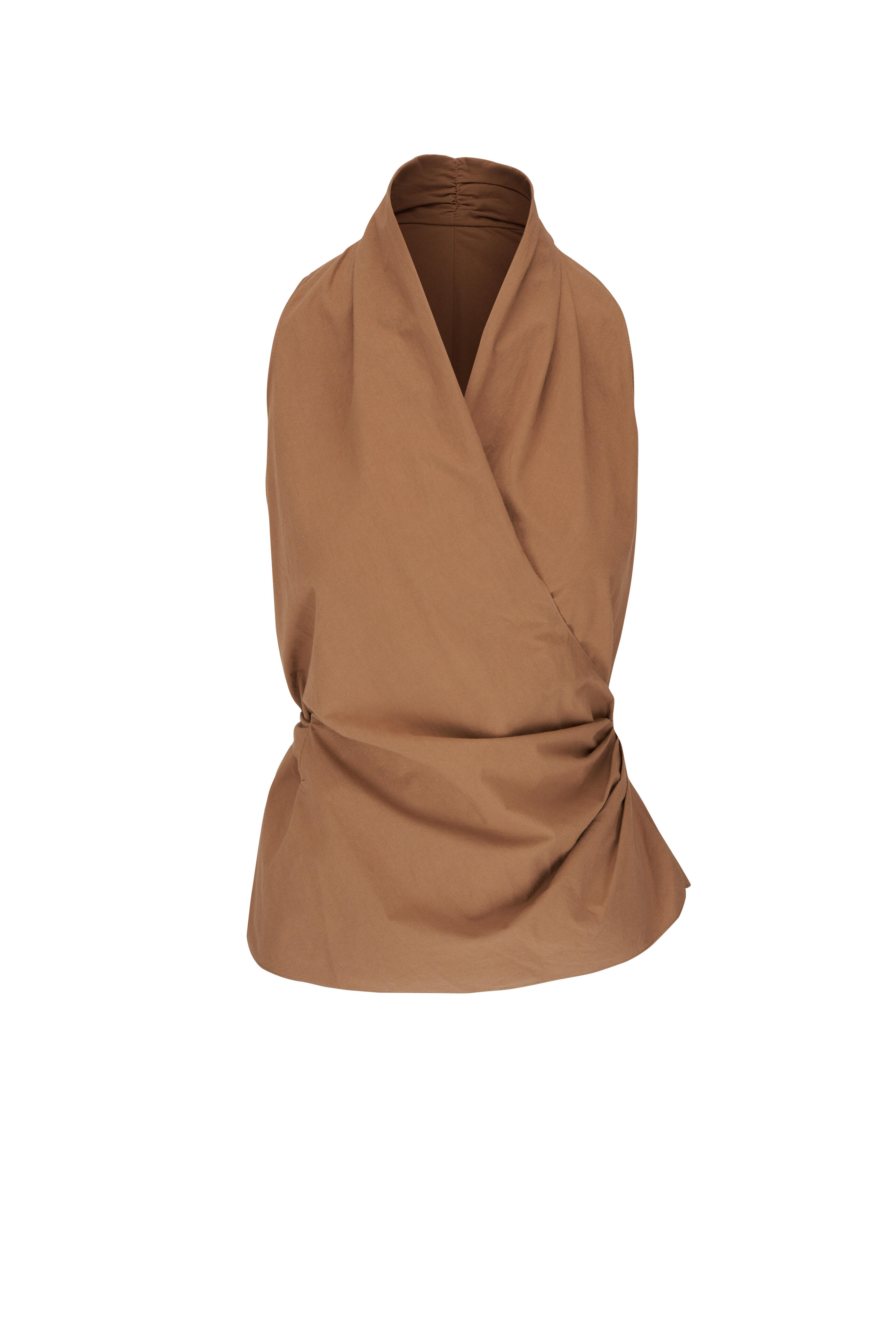 Peter Cohen - Vest Wrap Tan Cotton Broadcloth Top - view 1