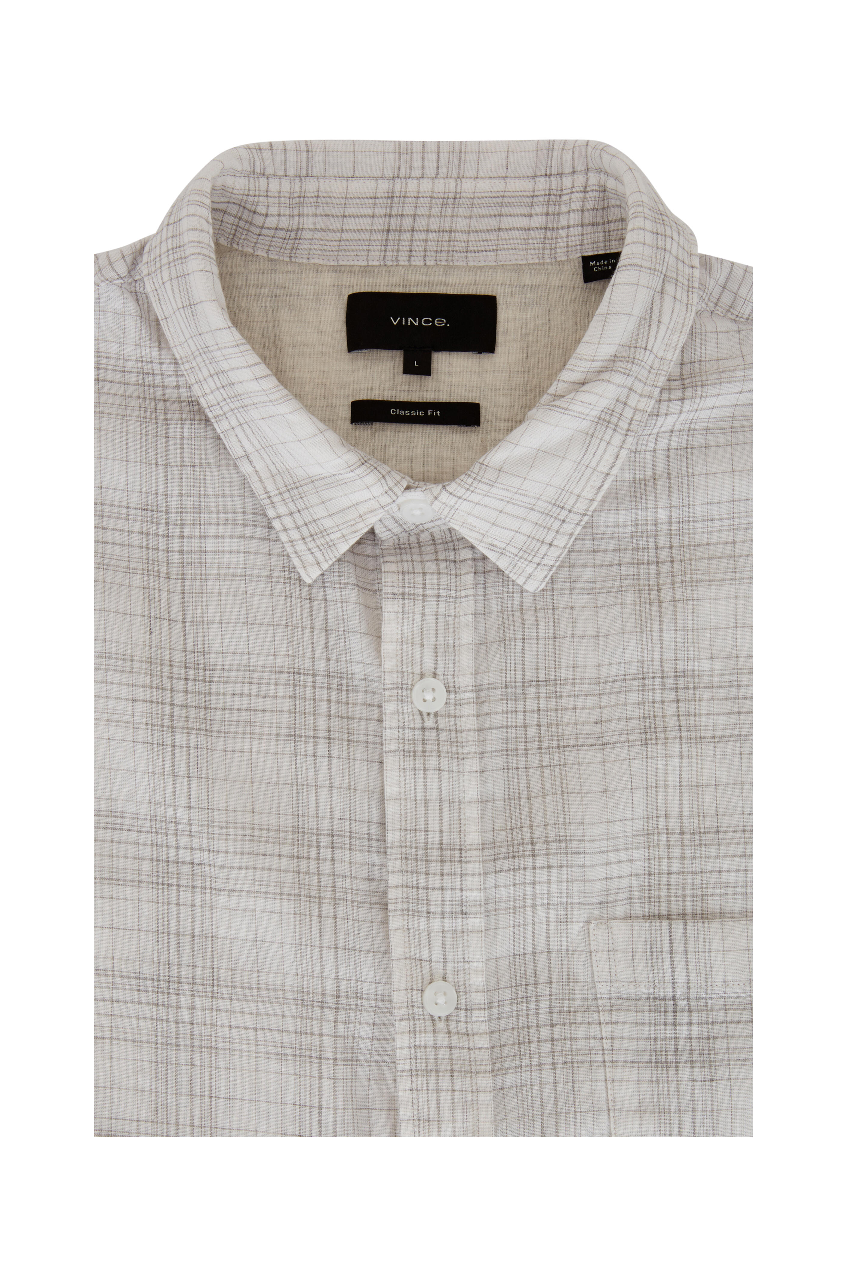 Vince - White & Gray Plaid Classic Fit Sport Shirt - view 1