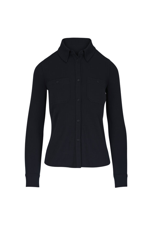 Nili Lotan Ibra Black Merino Wool Knit Top - view 1