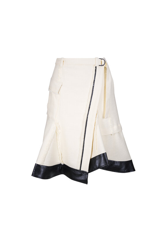 3.1 Phillip Lim Tweed Double Layer Ivory & Black Cargo Skirt