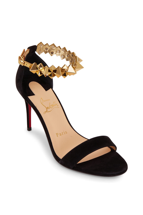 Christian Louboutin - Planetava Black Suede Studded Sandal, 85mm