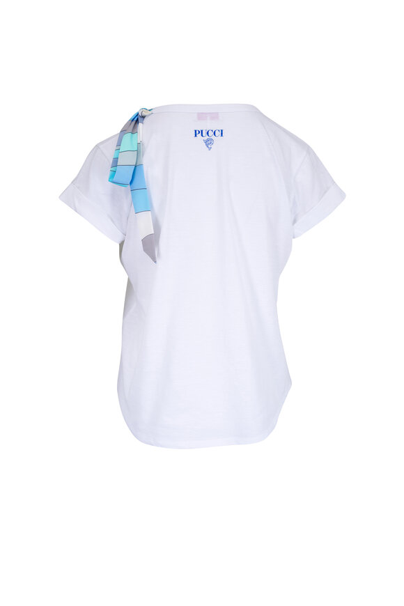 Pucci - White Iride Print Bow Cotton T-Shirt