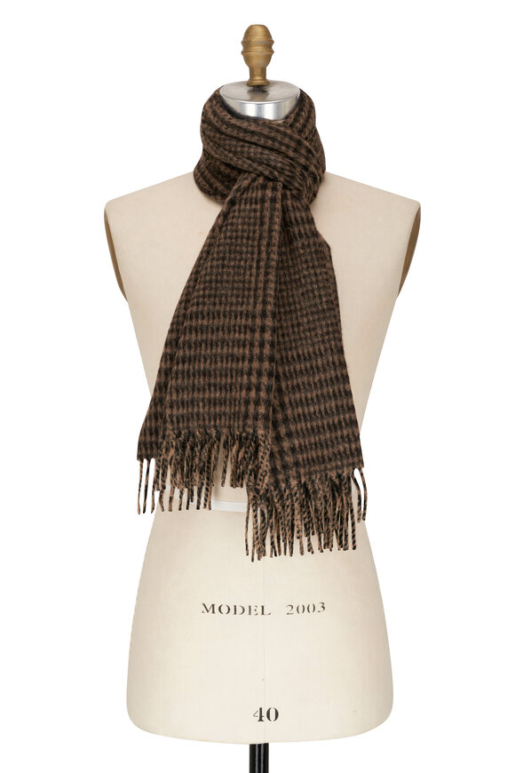 Loro Piana Camel & Brown Cashmere & Wool Scarf - view 1