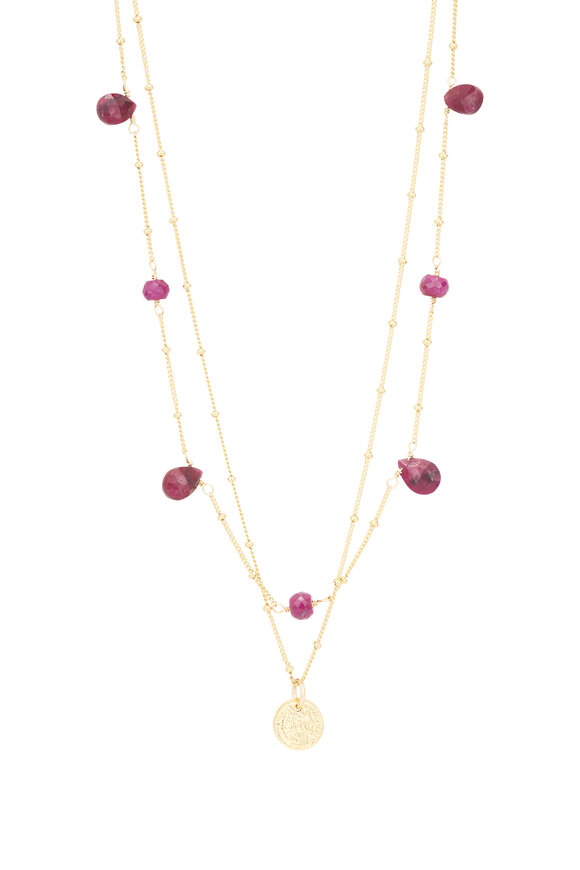Cristina V. Delicate Disc Raw Ruby Necklace - view 2