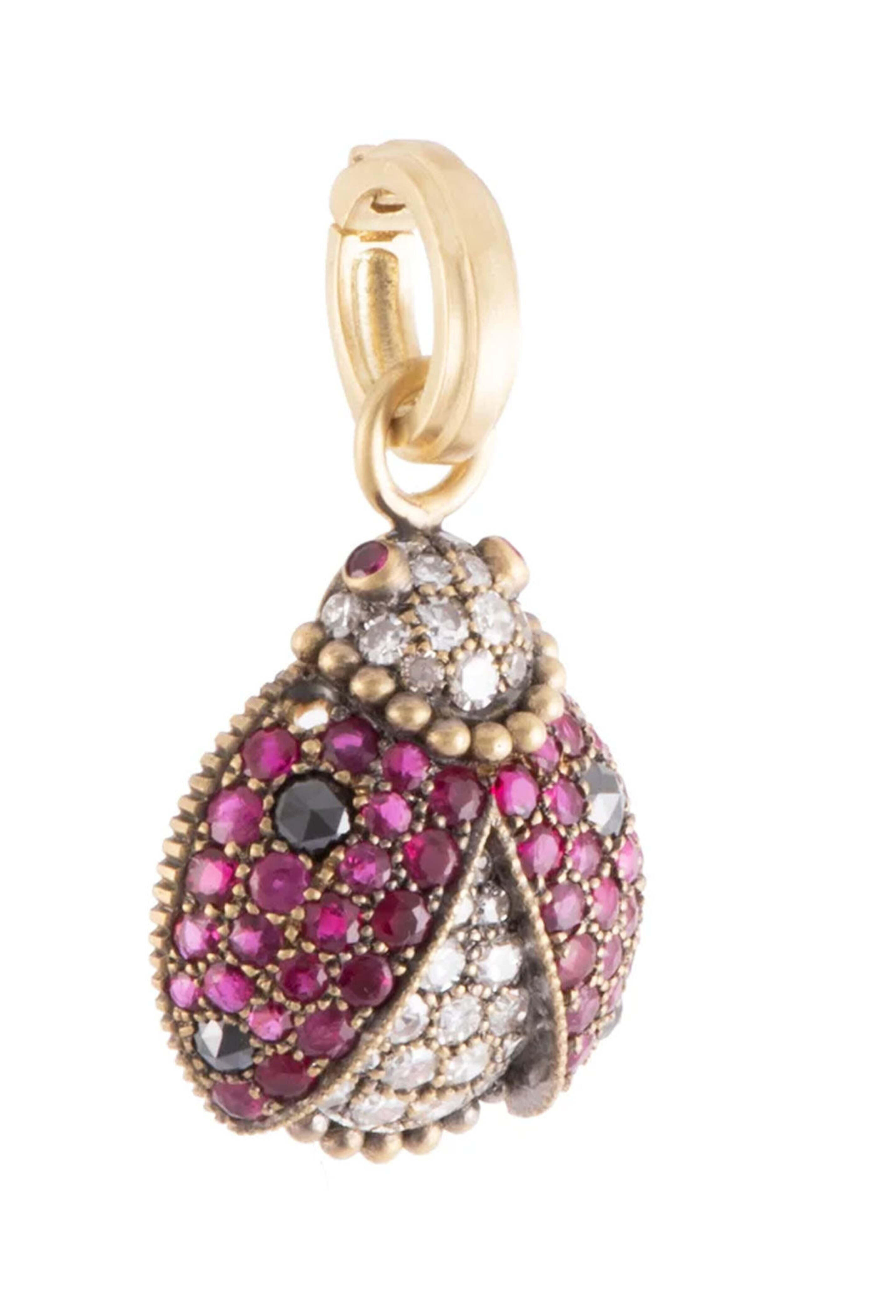 Sylva & Cie - Ruby and Diamond Ladybug Pendant