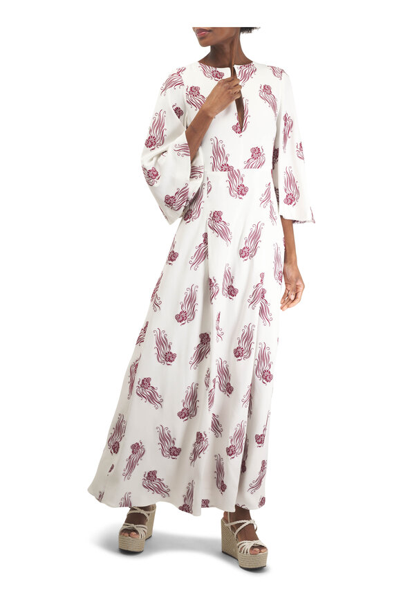 La DoubleJ Belle White Lumeria Jacquard Print Kaftan - view 2