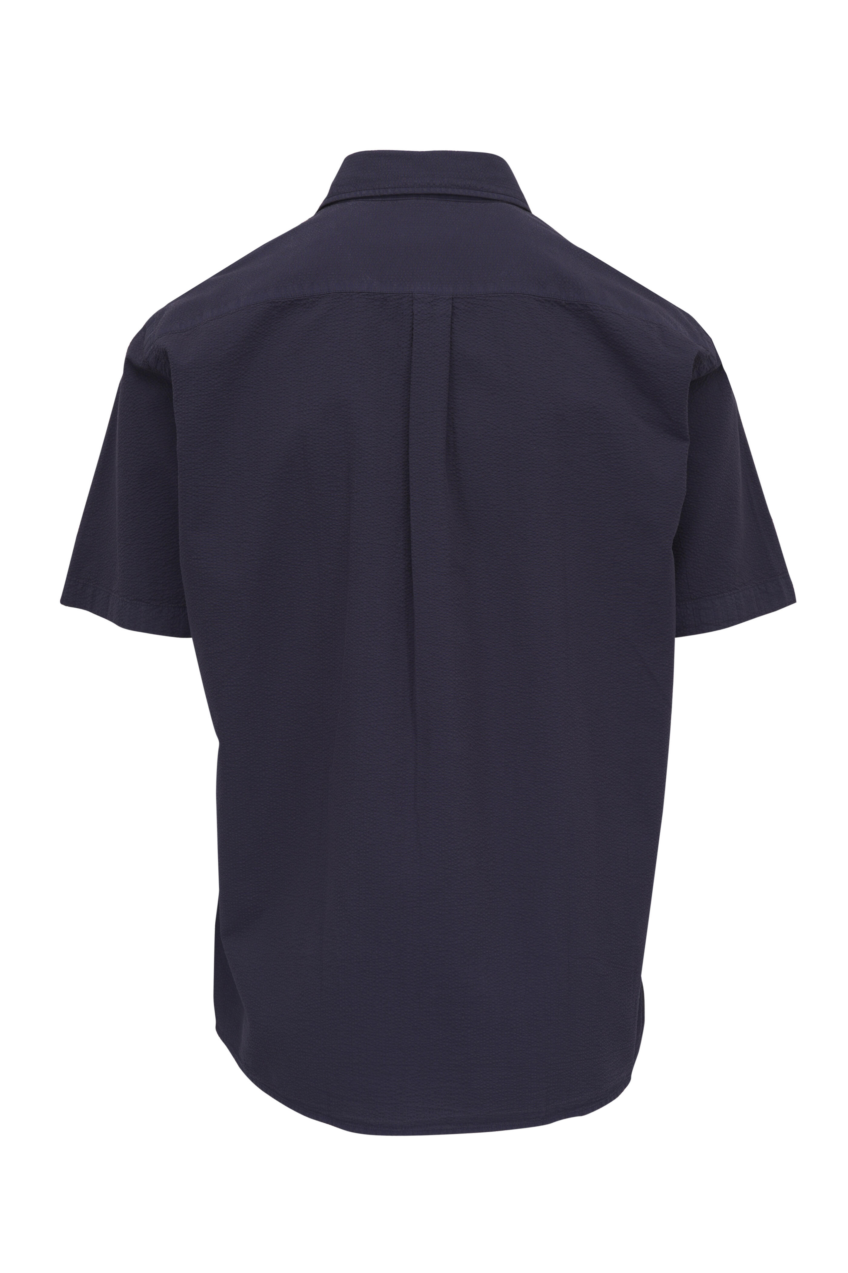 Peter Millar - Seaward Navy Seersucker Short Sleeve Button Down