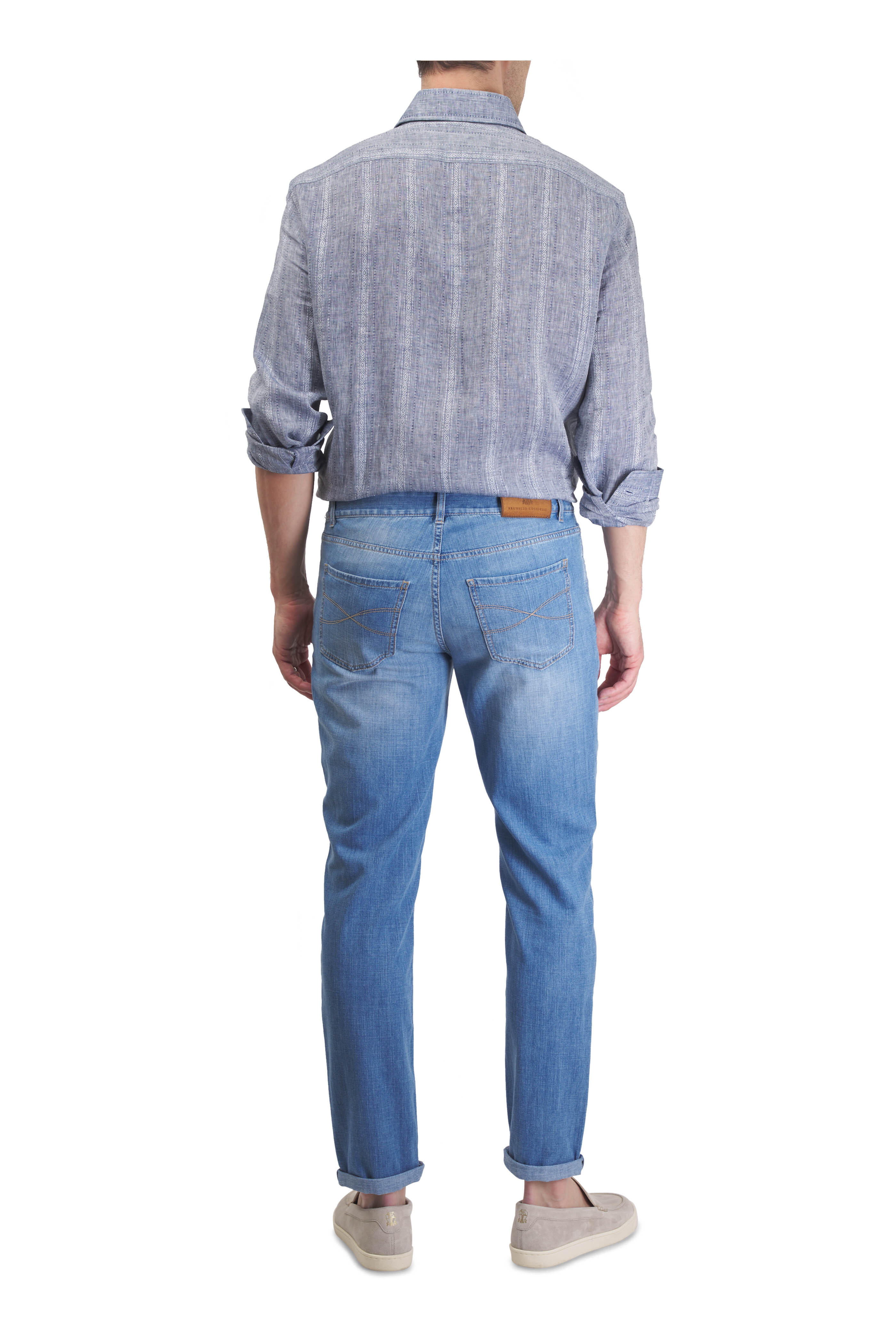 Brunello Cucinelli - Denim Blue Jacquard Sport Shirt