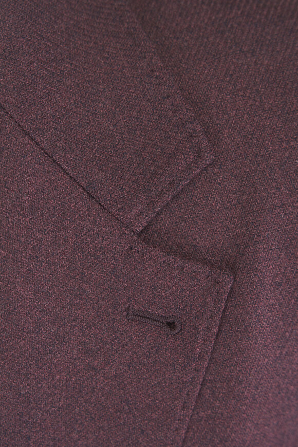 Brunello Cucinelli Prune Single Breasted Wool Mouline Sportcoat - view 3
