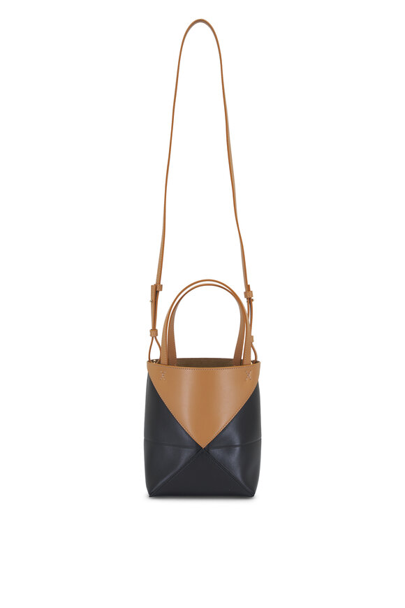 Loewe - Mini Puzzle Fold Warm Desert & Black Leather Tote 