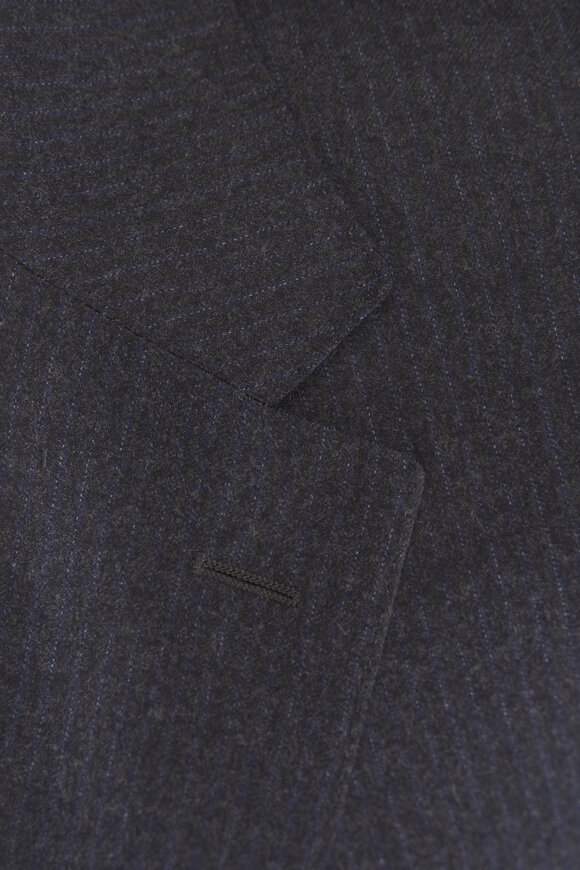 Canali Gray Navy Flannel Wool Suit - view 3