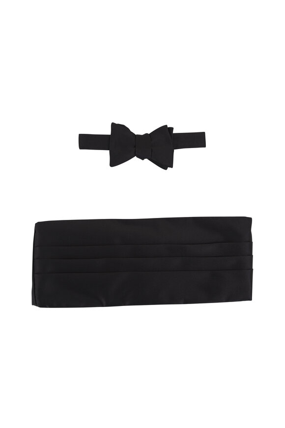 Carrot & Gibbs Black Cummerbund Set With Pre-Tied Bow Tie