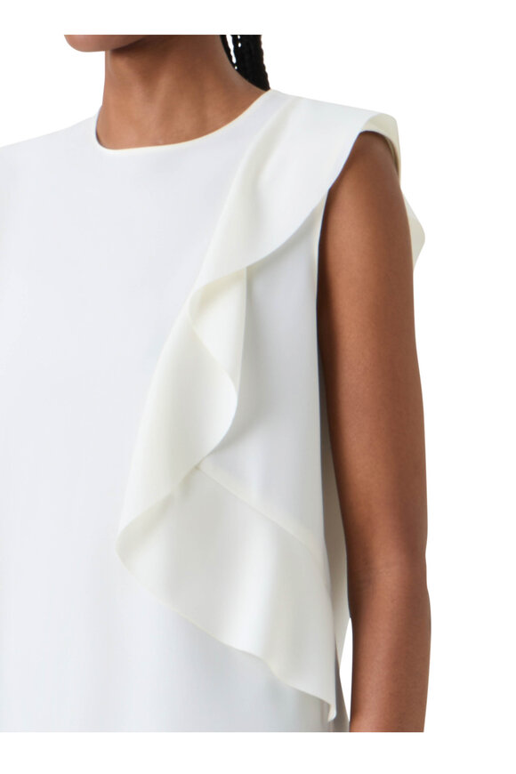 Akris Punto Cream Flounce Laser Cut Crepe Blouse - view 5