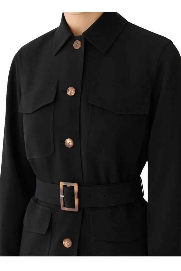 Lafayette 148 New York Black Finesse Crepe Belted Shirt Jacket - view 4