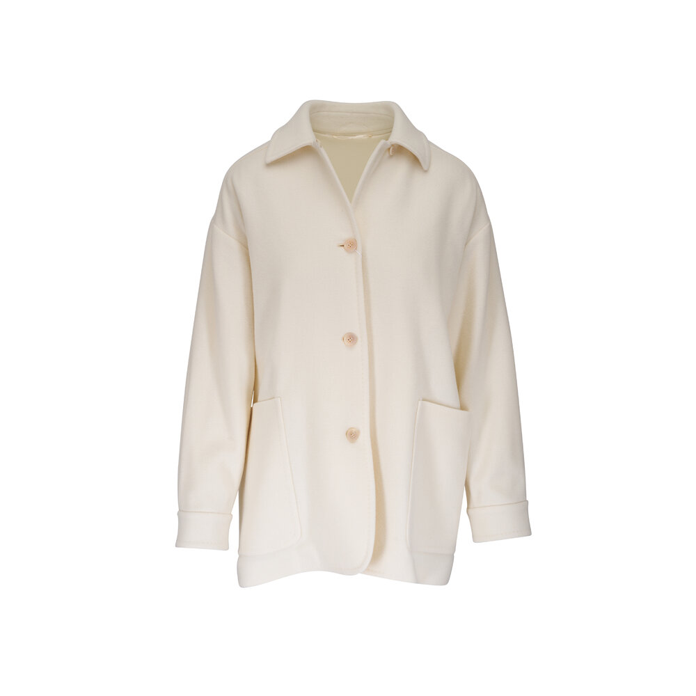 【送料&関税込】Max Mara Eligio Jacket Max Mara - Eligio White Indoor Coat | Mitchell Stores