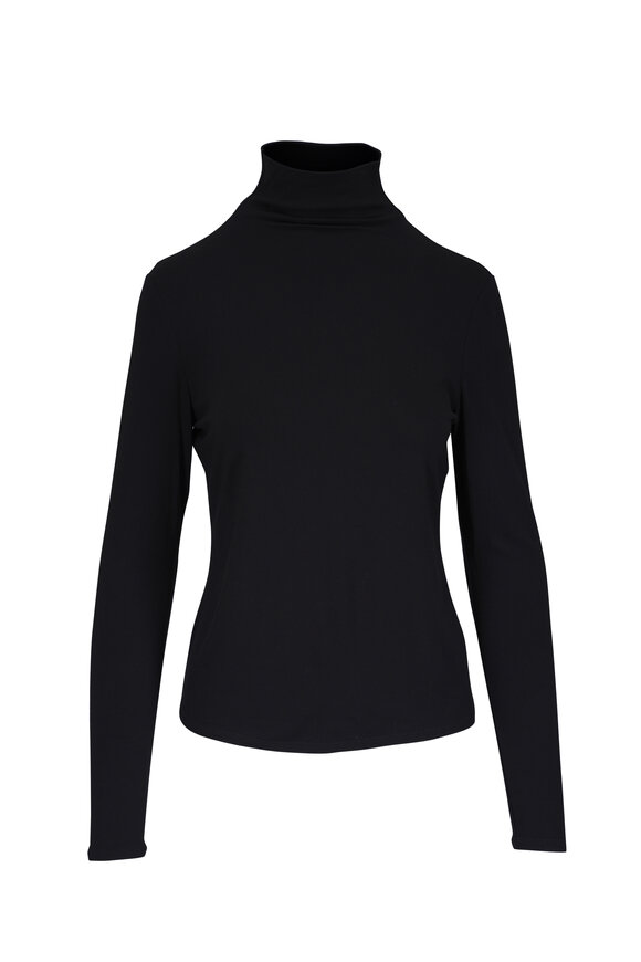 Lafayette 148 New York Funnel Black Long Sleeve Jersey Turtleneck - view 1