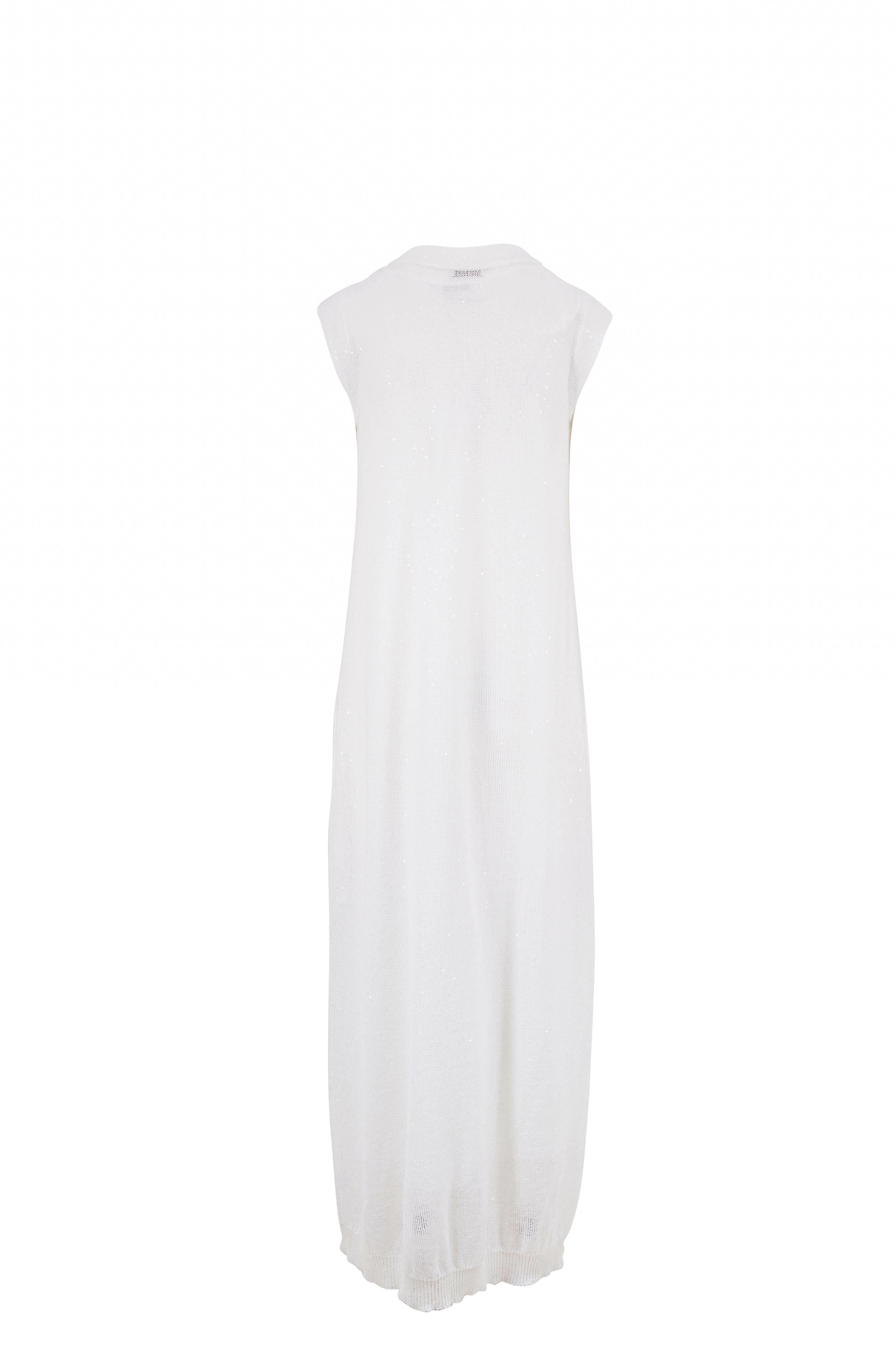 Brunello Cucinelli - White Linen & Silk Paillette Sleeveless Brunello Cucinelli - White Linen & Silk Paillette Sleeveless