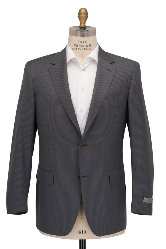 Canali - Gray & Blue Mini Stripe Wool Suit | Mitchell Stores