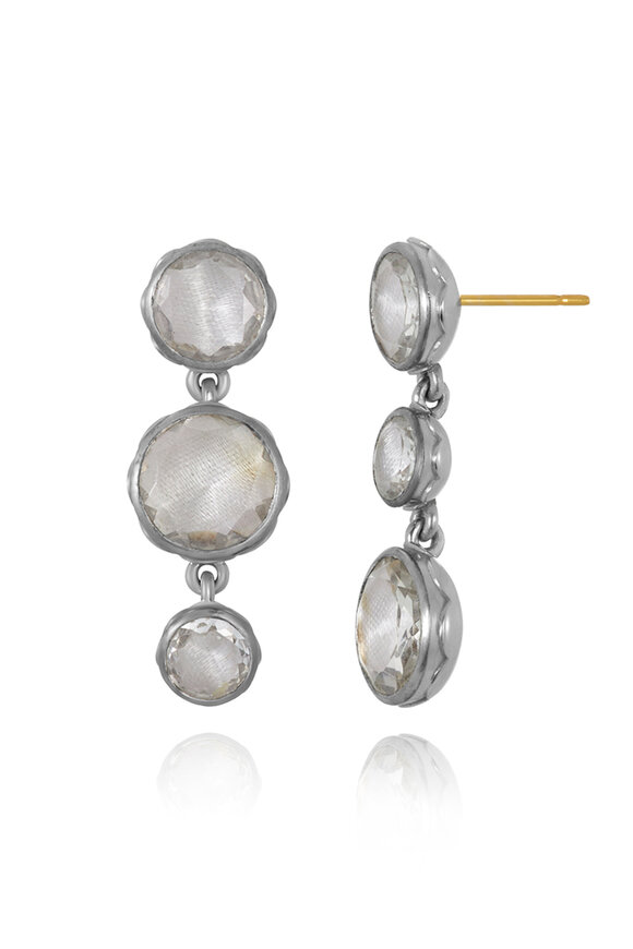 Larkspur & Hawk - Bride White Three Drop Earrings