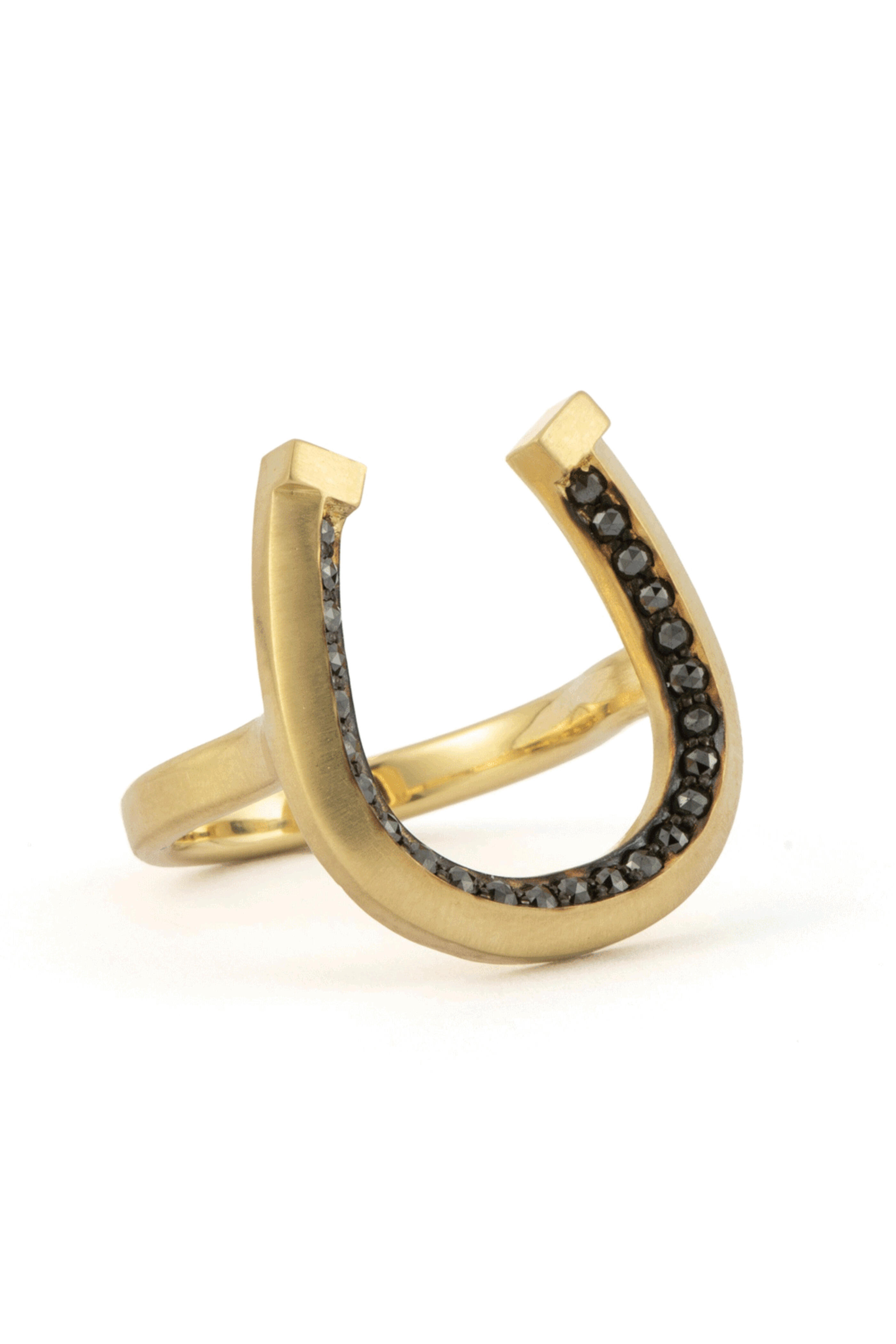 Sylva & Cie - Black Diamond Horseshoe Ring