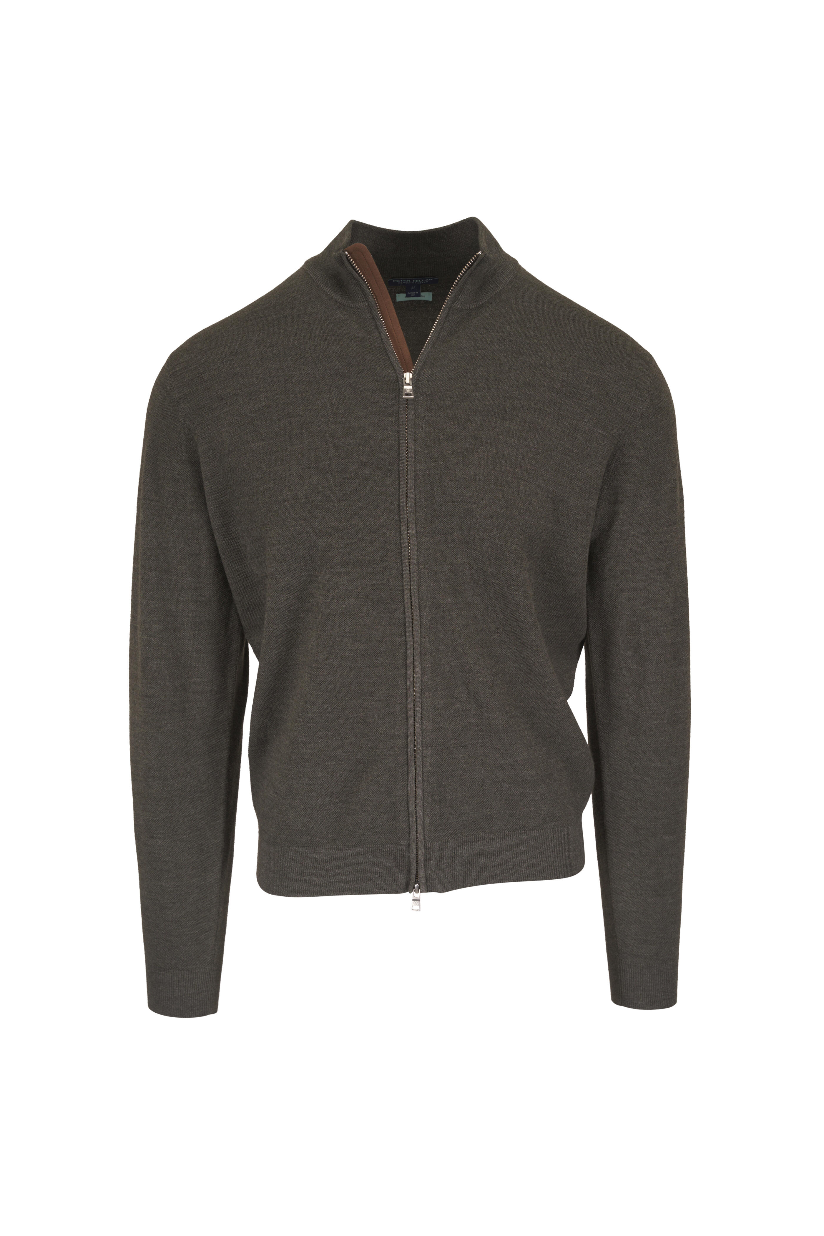 Peter Millar - Crown Crafted Olive Green Full Zip Sweater - view 1
