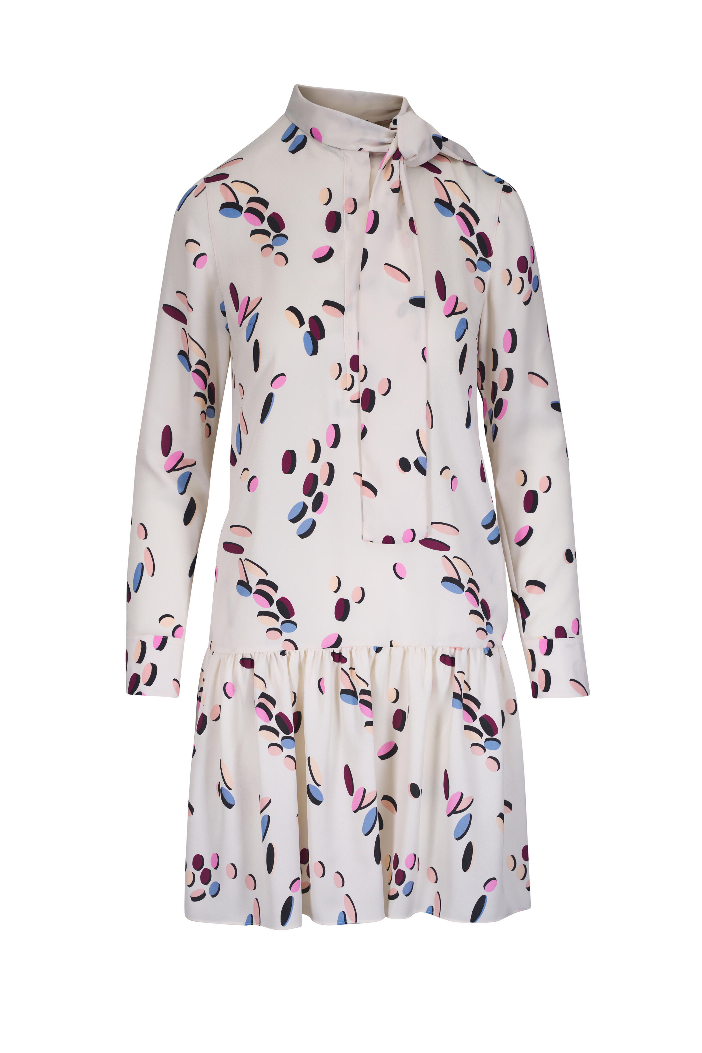 Akris Punto - Cream Multicolor Dropping Dot Print Dress