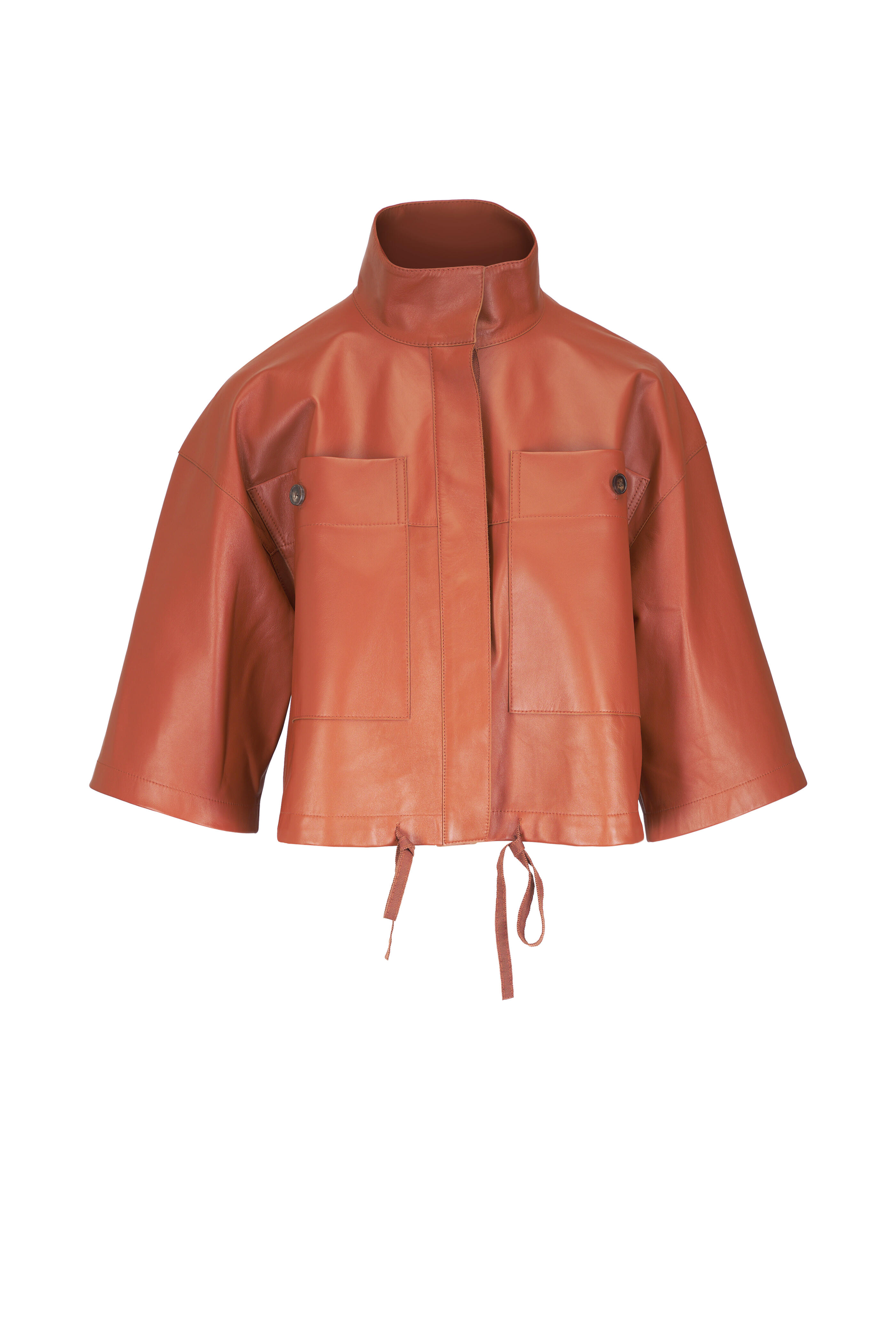 Lafayette 148 New York - Copper Leather Oversized Cropped Jacket