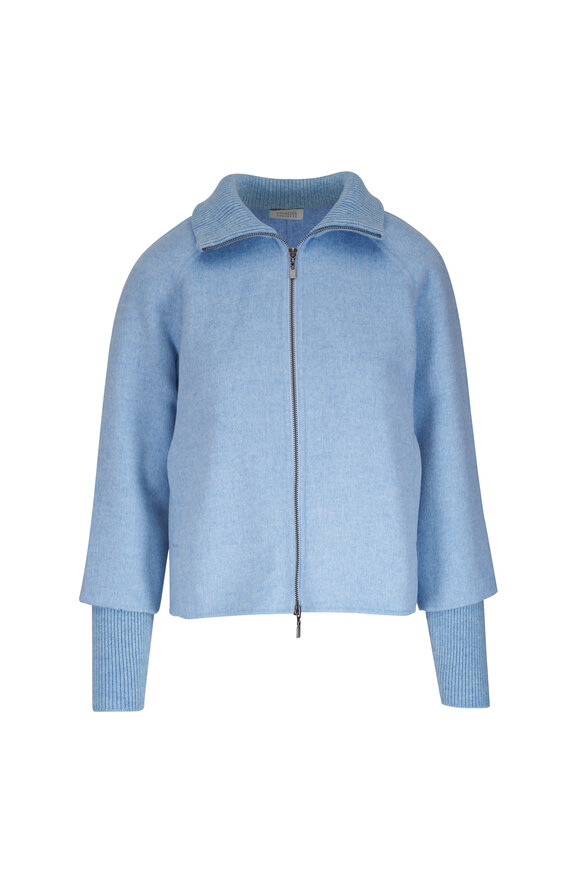 Kinross Light Blue Wool & Cashmere Coat - view 1