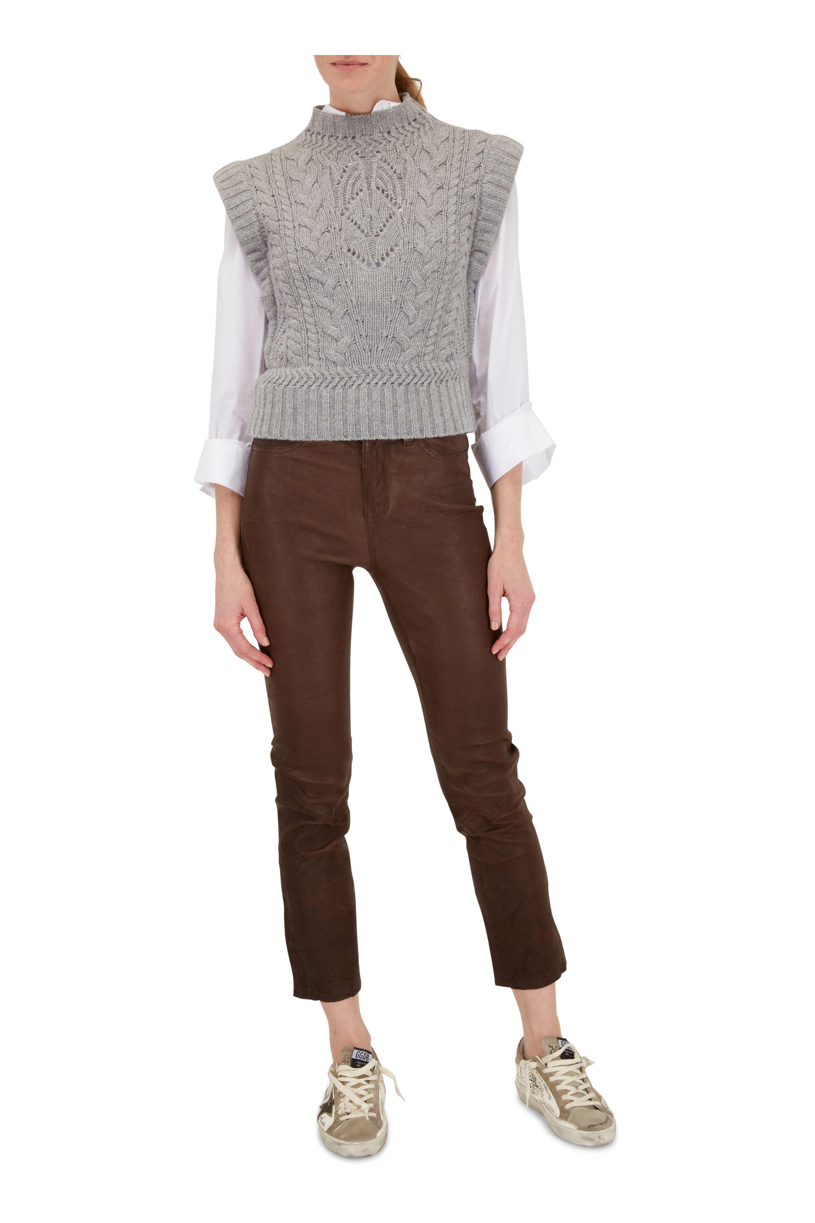 Paige - Cindy Chestnut Leather Pant