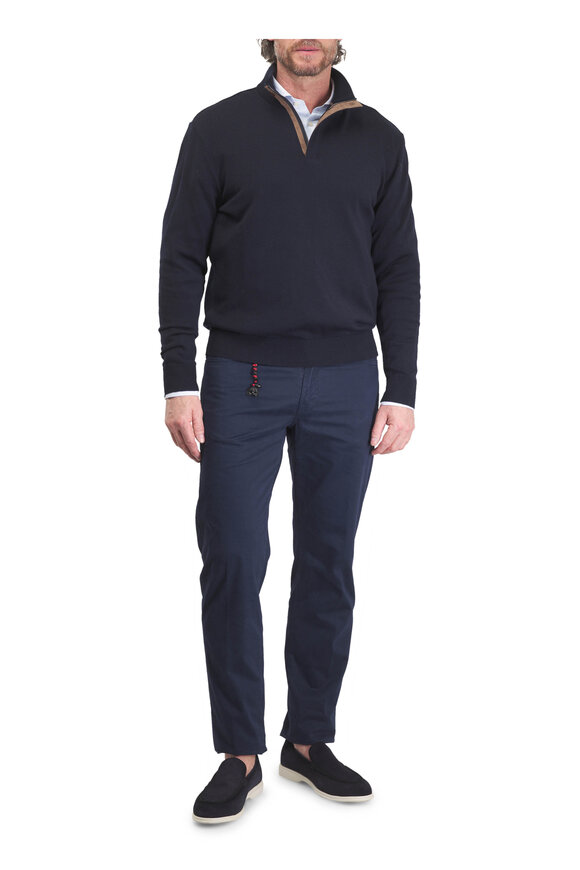 Marco Pescarolo Navy Blue Supima Cotton Five Pocket Pant - view 5