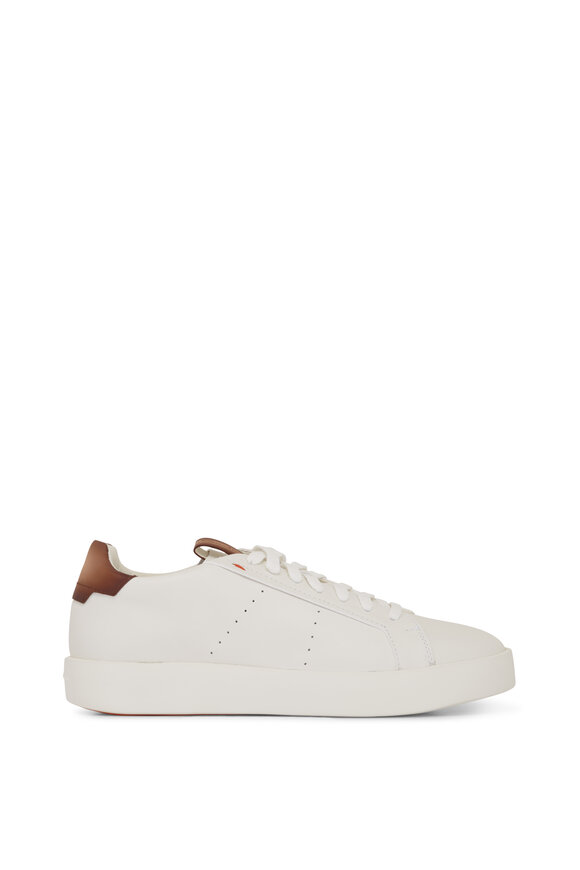 Santoni - Part White & Brown Leather Sneaker