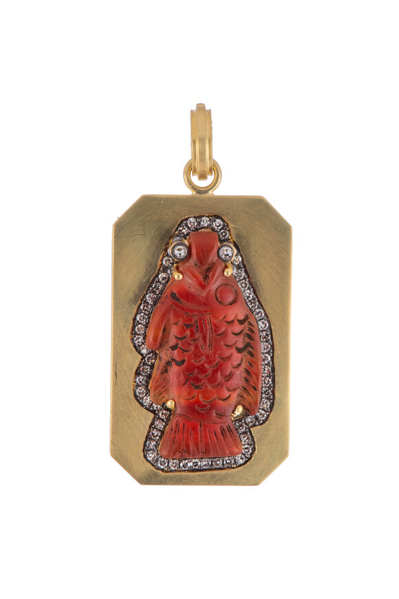 Sylva & Cie 18k Yellow Gold Diamond Egyptian Amulet