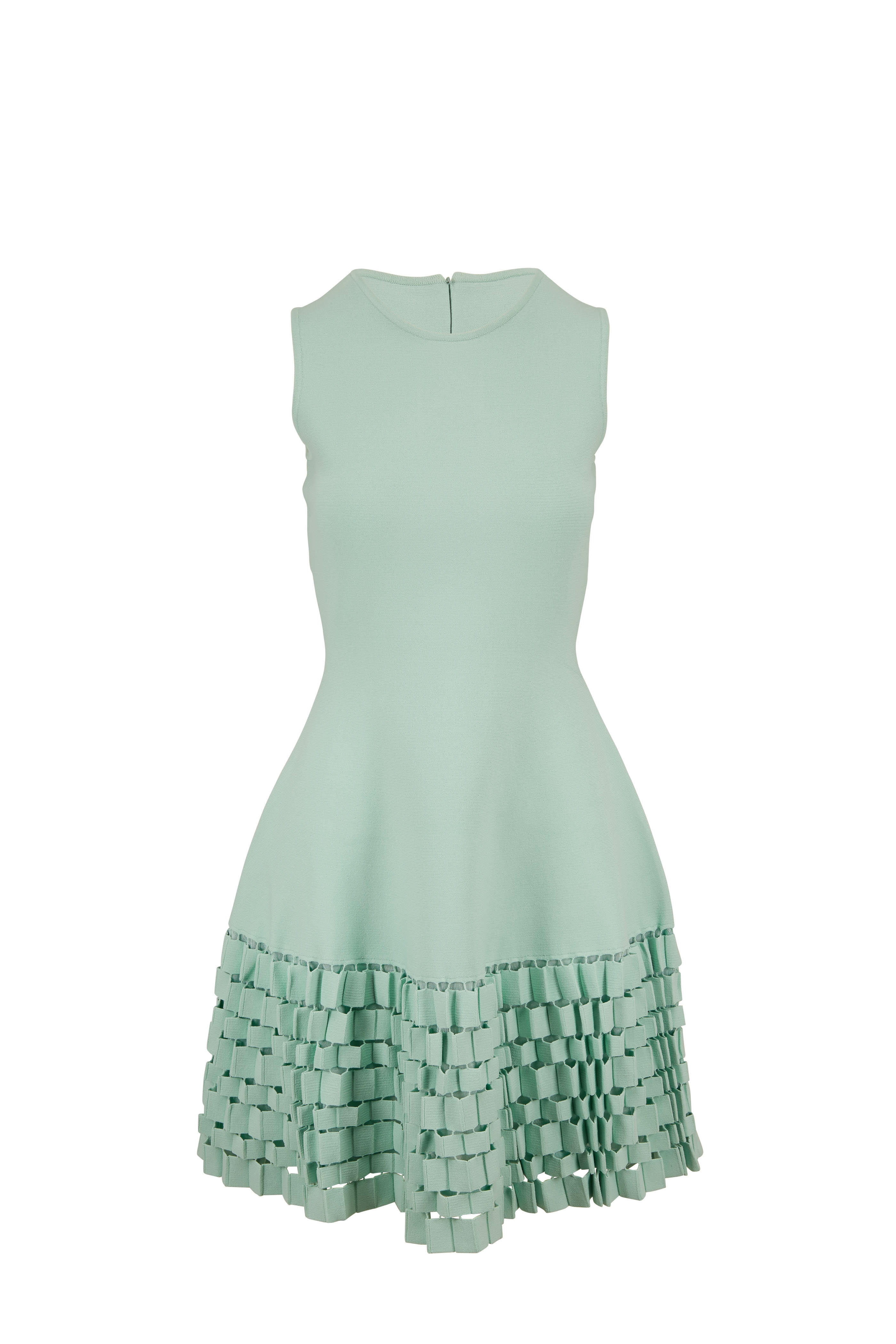 Lela Rose - Mint Green Accordion Flare Hem Sleeveless Dress