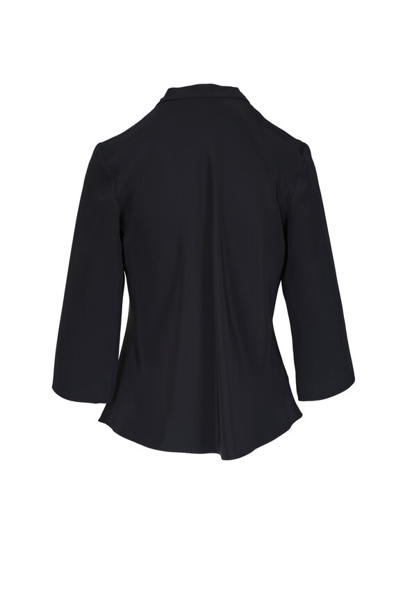 Peter Cohen - Sleeve Tucks Black 4-Ply Silk Blouse