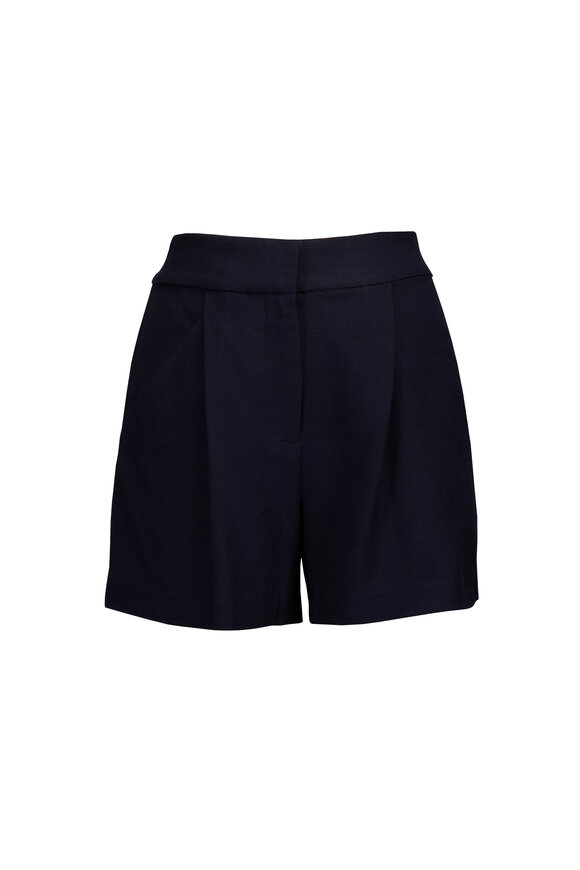 Veronica Beard Marbeau Navy Blue Pleated Short - view 1