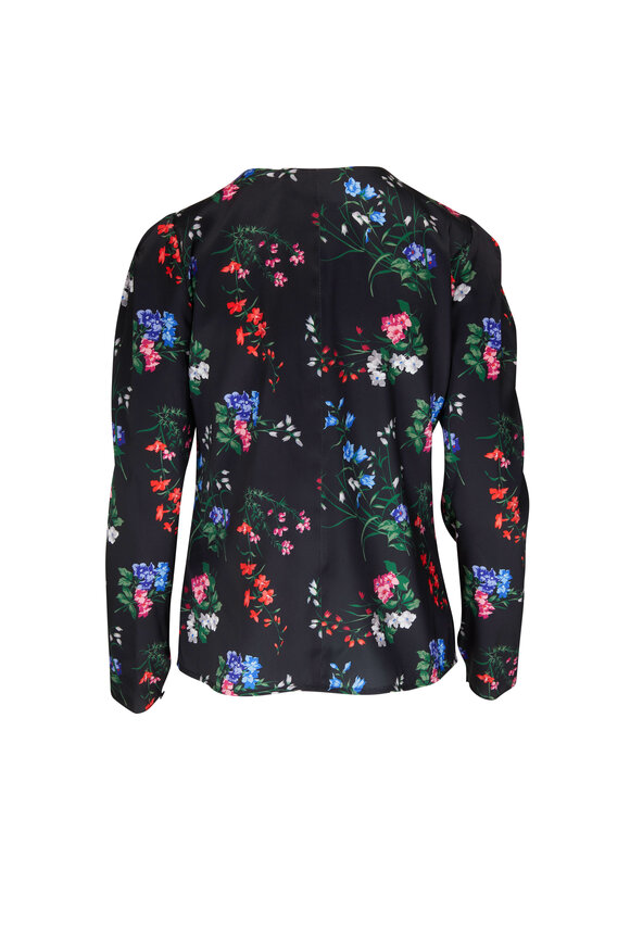 Carolina Herrera - Multicolor Floral Printed Keyhole Blouse 