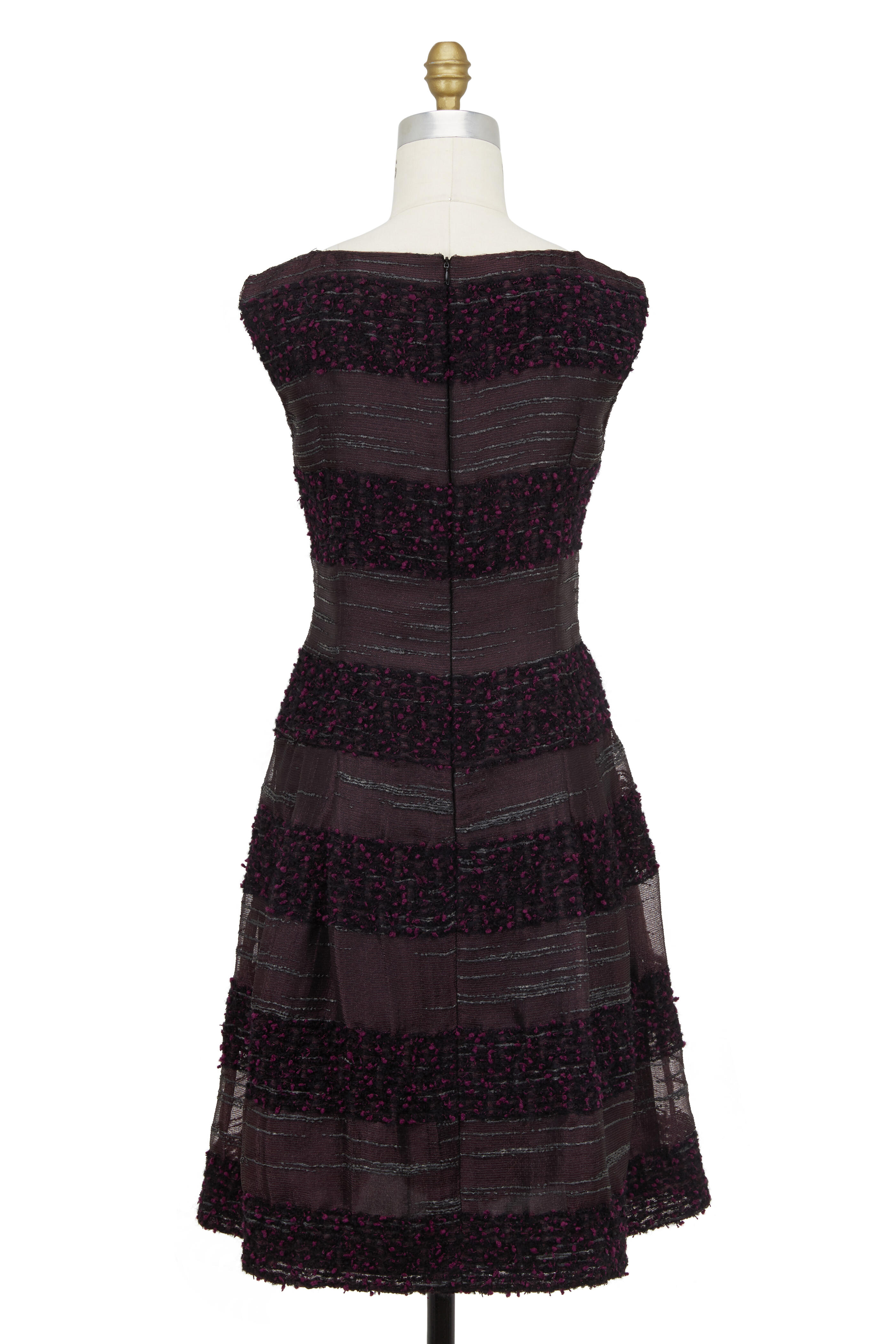 Escada - Black & Deep Purple Organza & Tweed Dress