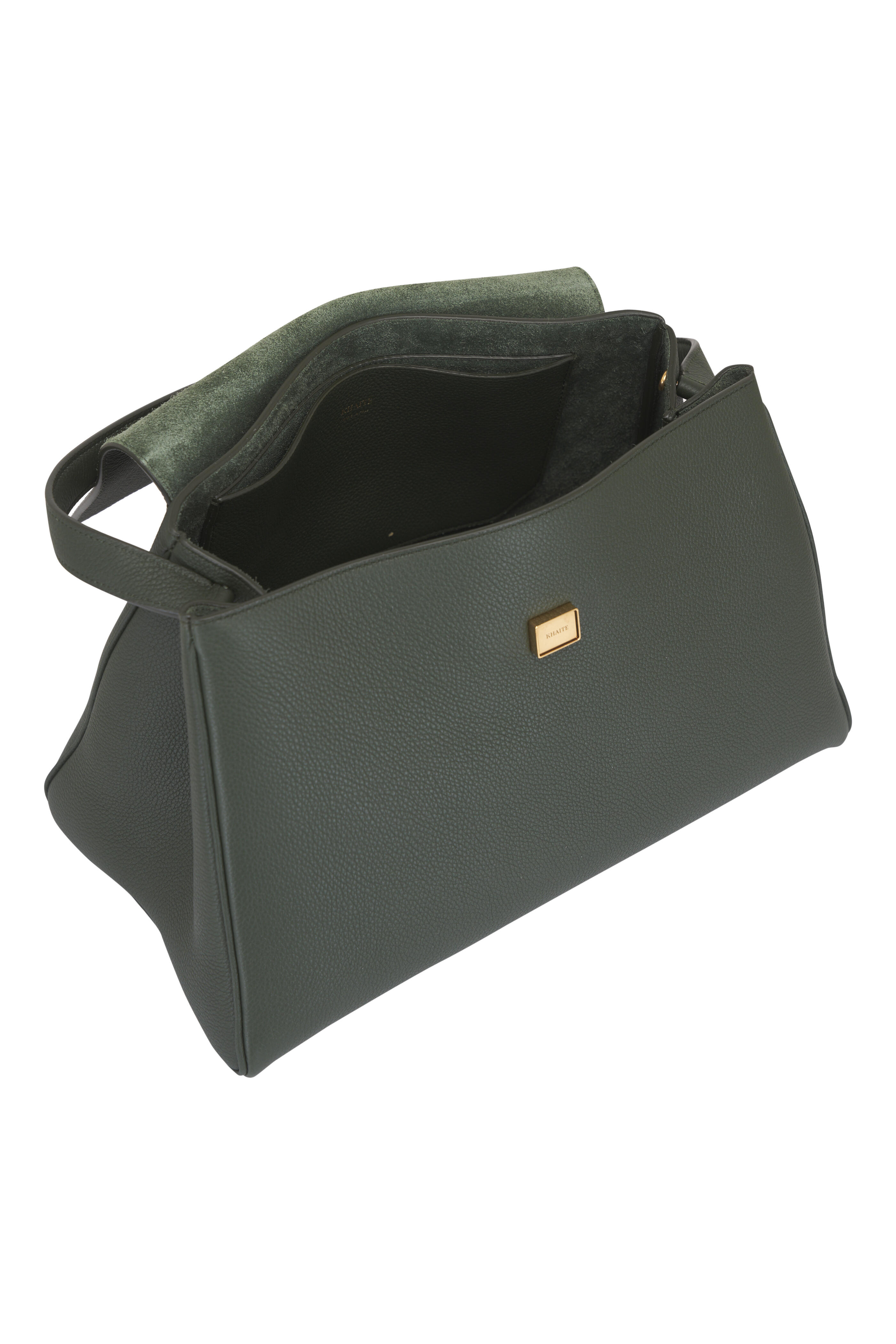 Khaite - Audrey Bottle Green Pebbled Leather Top Handle Bag