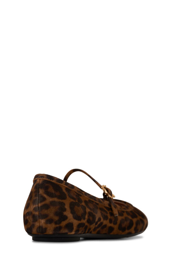 Gianvito Rossi - Leopard Print Suede Mary Jane Ballet Flat 