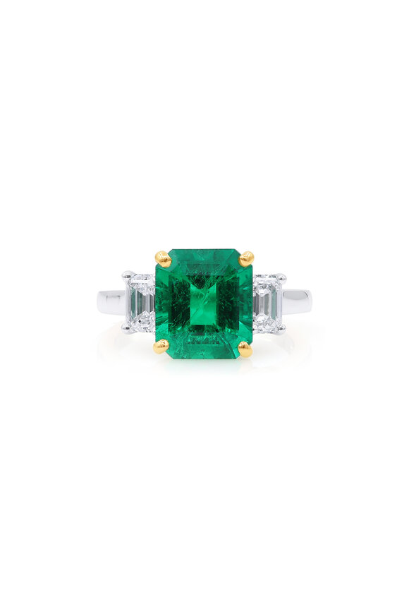 Oscar Heyman - Gold Platinum Emerald & Diamond Ring 