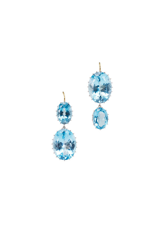 Renee Lewis 18k White Gold Blue Topaz Earrings